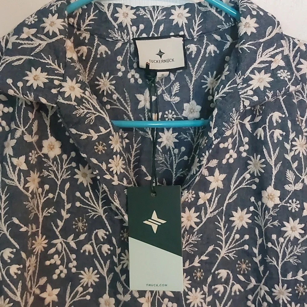Tuckernuck Margot Chambrey Wildflower Blouse - Picture 1 of 7